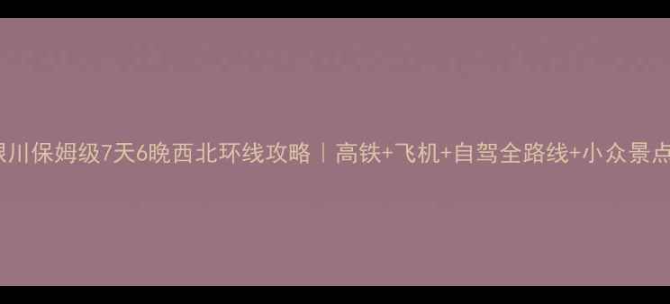 宁波到银川保姆级7天6晚西北环线攻略高铁飞机自驾全路线小众景点避坑指南