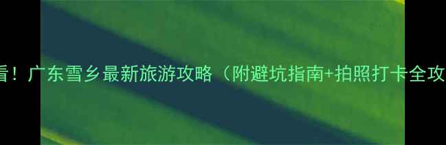 必看广东雪乡最新旅游攻略附避坑指南拍照打卡全攻略