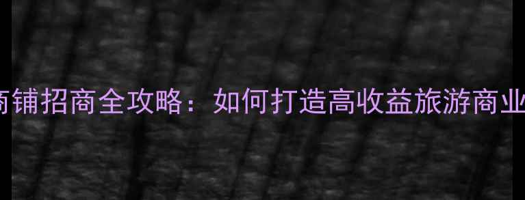 图片 景区商铺招商全攻略：如何打造高收益旅游商业体？1
