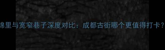 图片 锦里与宽窄巷子深度对比：成都古街哪个更值得打卡？