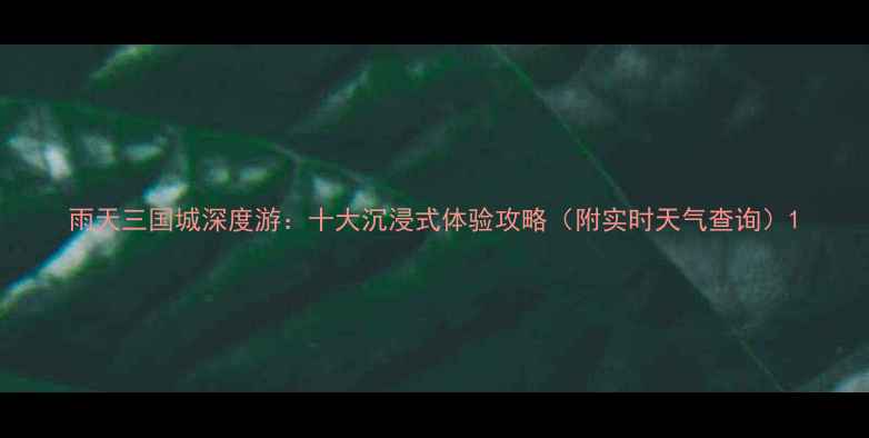 图片 雨天三国城深度游：十大沉浸式体验攻略（附实时天气查询）1
