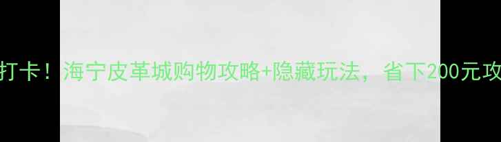 图片 🔥新乡必打卡！海宁皮革城购物攻略+隐藏玩法，省下200元攻略分享✨